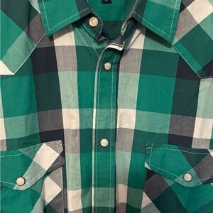 Pearl Snap Shirt Green Plaid Men's Shirt
